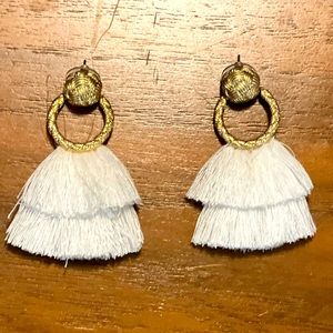 Rachel Zoe White and Gold Tassel Earrings